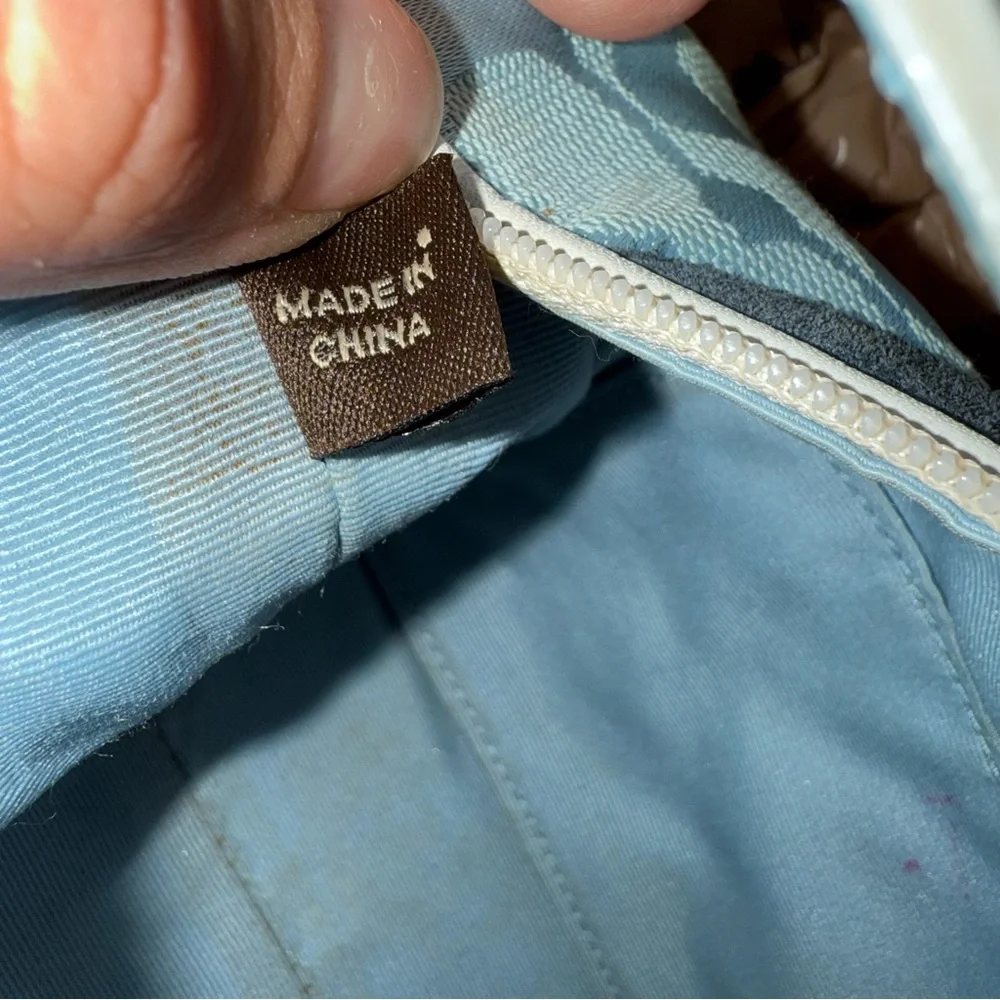 *RARE* Coach Denim Wave Patchwork Demi Bag Suede Light Blue Handbag Y2K - Picture 8 of 8